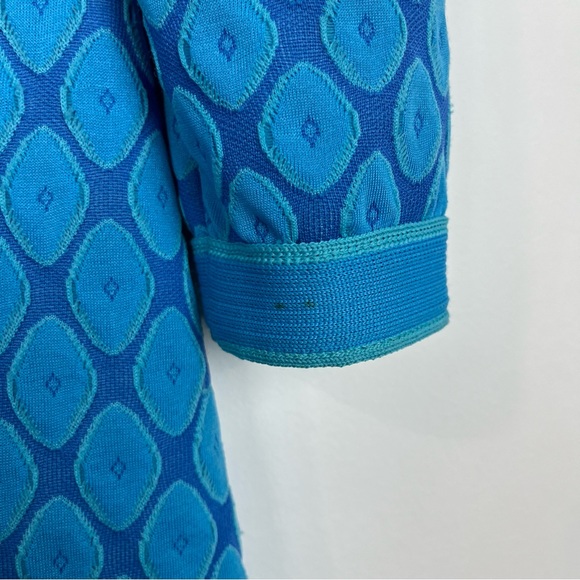 Vintage Blue Geometric Print Dress and Jacket Belfry By Gerald Pierce - Picture 11 of 16